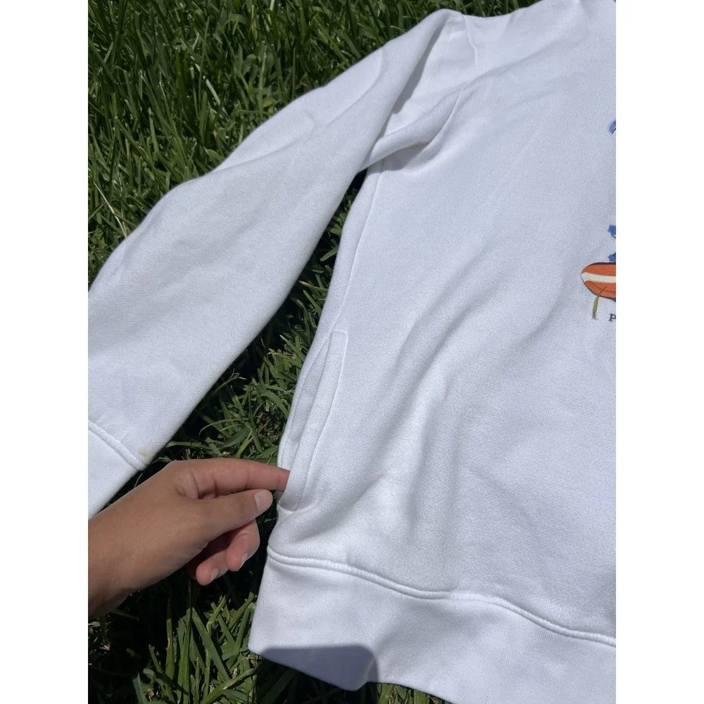 Polo Ralph Lauren Surfing Bear Hoodie Sweatshirt Men's Large White Pullover